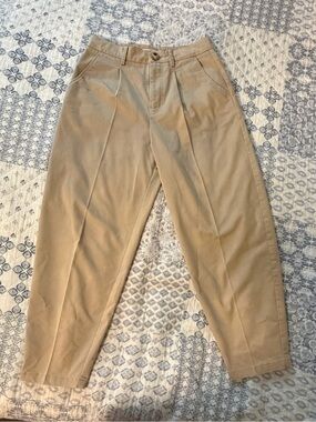 Zara Beige Pleated Chino Pants for Women